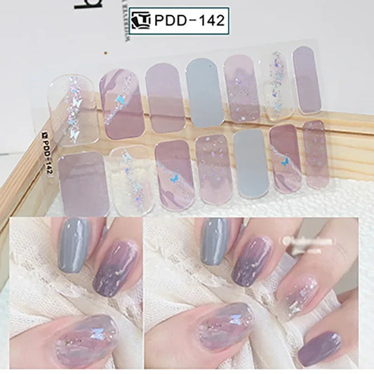 Self Adhesive Sparkling Glitter Full Cover Designer Art Nail Decoration Fashion Manicure Nail Stickers Peaceful Pleasures Health and Wellness PDD-142