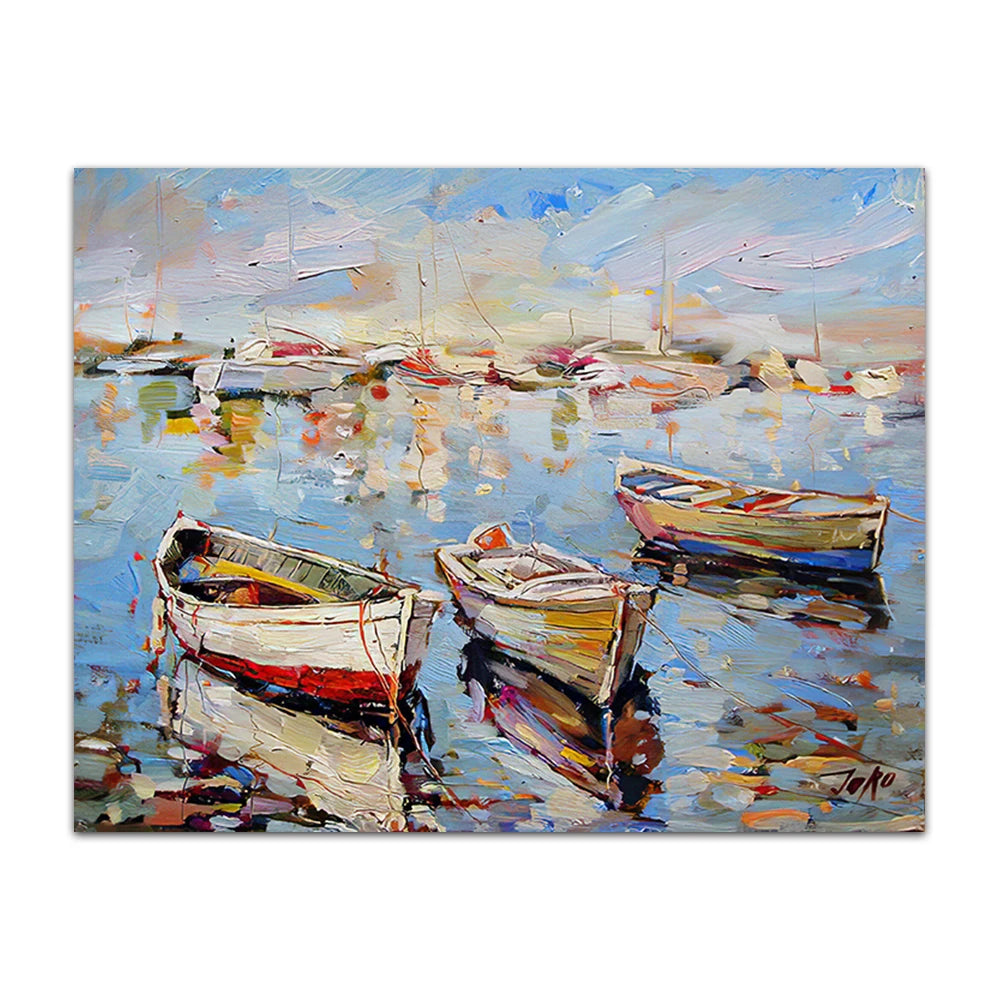 Retro Sailing Boat Canvas Wall Art | Abstract Sea Landscape Print