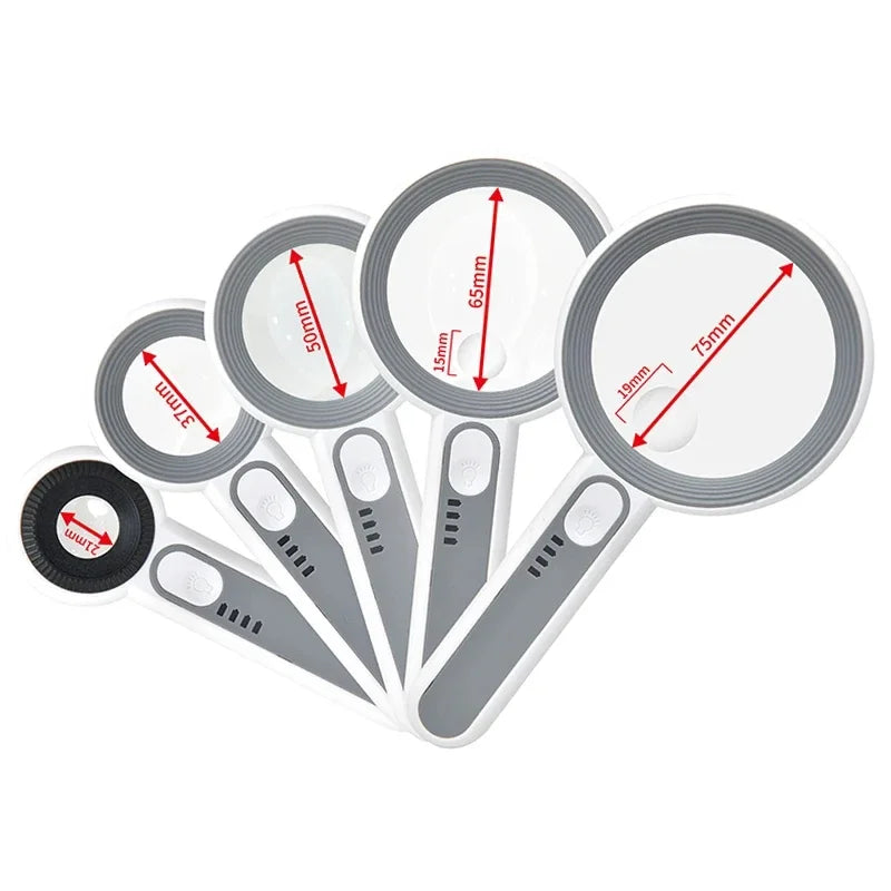 Rechargeable Handheld Magnifier 3 Lighting Modes Illuminated Magnifying Glass with LED Light for Seniors Reading Repair Peaceful Pleasures Health and Wellness