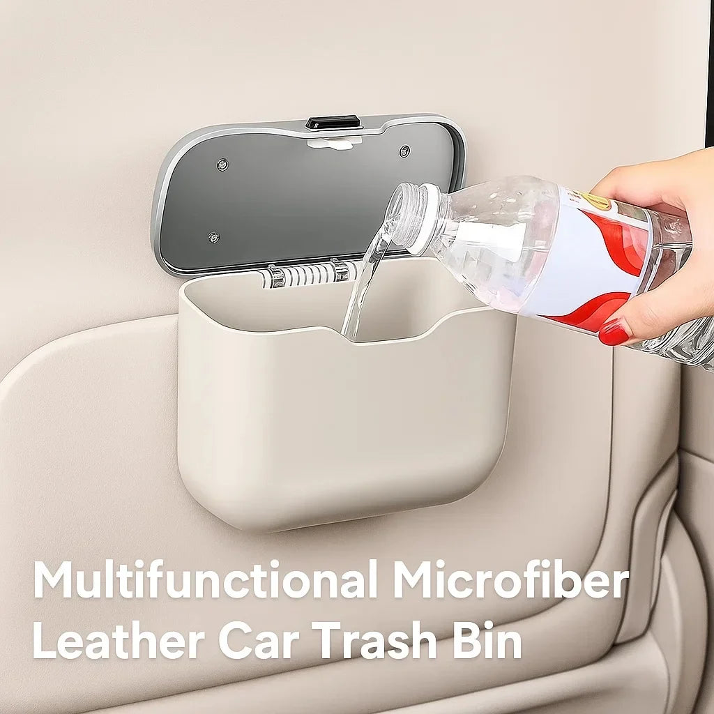 Car Trash Can with Lid – Hanging Auto Interior Waste Bin