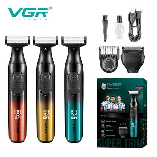 VGR new hair remover 3-in-1 hair trimming set gradient color household shaver IPX6 waterproof intelligent digital shaver V-361 Peaceful Pleasures Health and Wellness