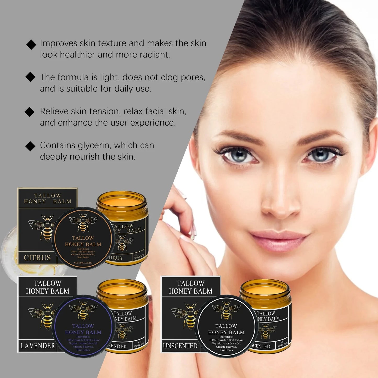 Grass-Fed Beef Tallow & Honey Balm – Moisturizing Skin Cream