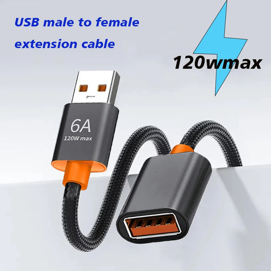 1.5/1m USB 2.0 Extension Cable Male to Female 6A 120W Fast Charging Nylon Braided High Speed Extender Cord for Laptop PC Camera Peaceful Pleasures Health and Wellness