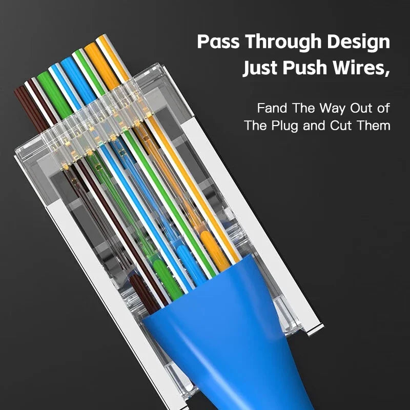 Cat6 Shielded Pass-Through RJ45 Gold-Plated 8P8C Connectors