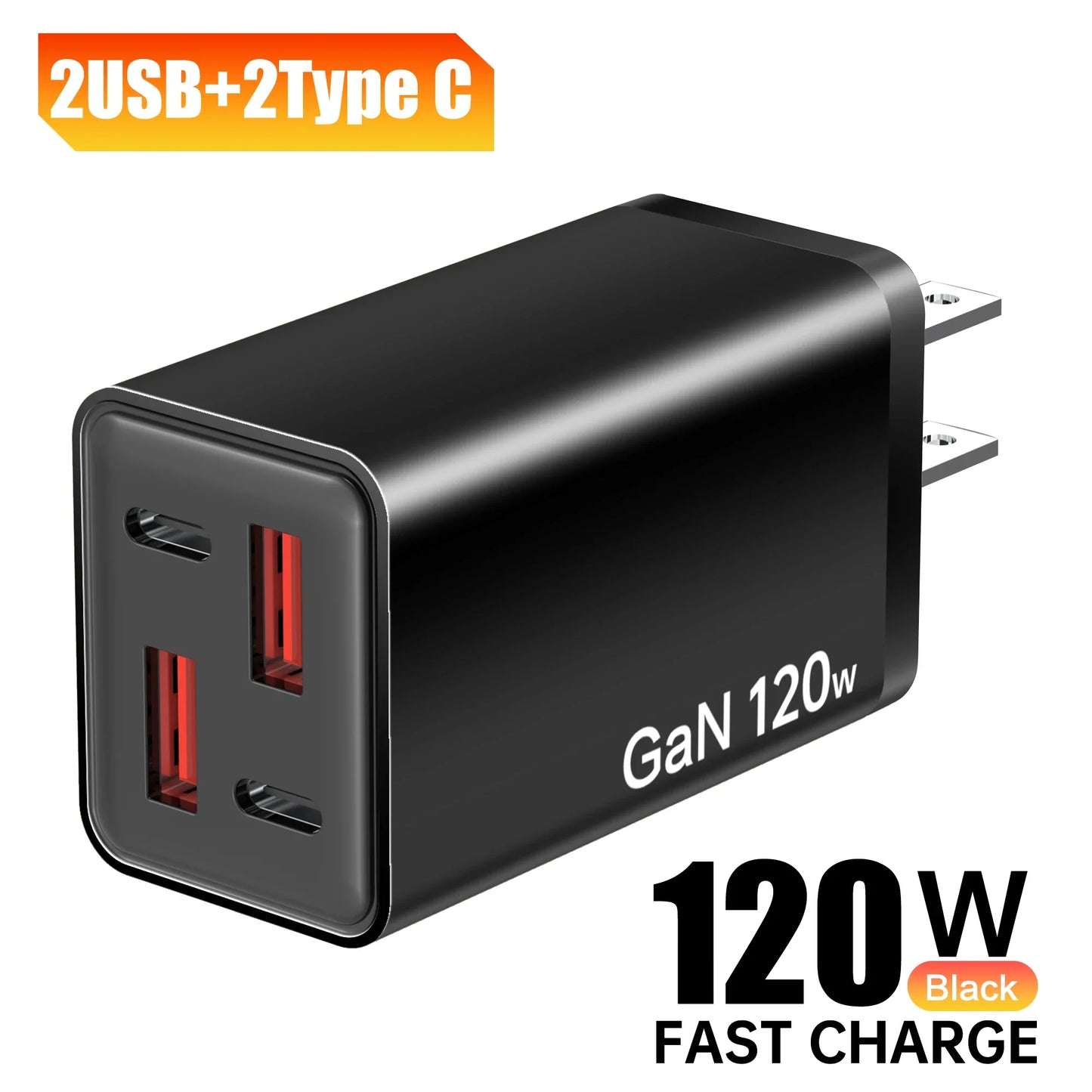 120W GaN USB-C Wall Charger | PD QC3.0 Multi-Port Fast Charging
