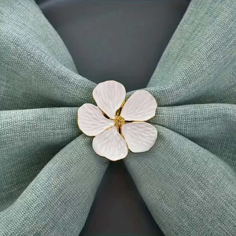 White Plumeria Floral Napkin Rings | Elegant Table Decor