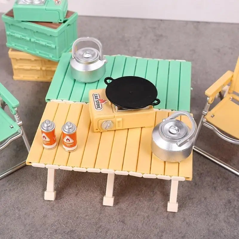 Miniature Camping Chair & Table Set | Dollhouse Figurine