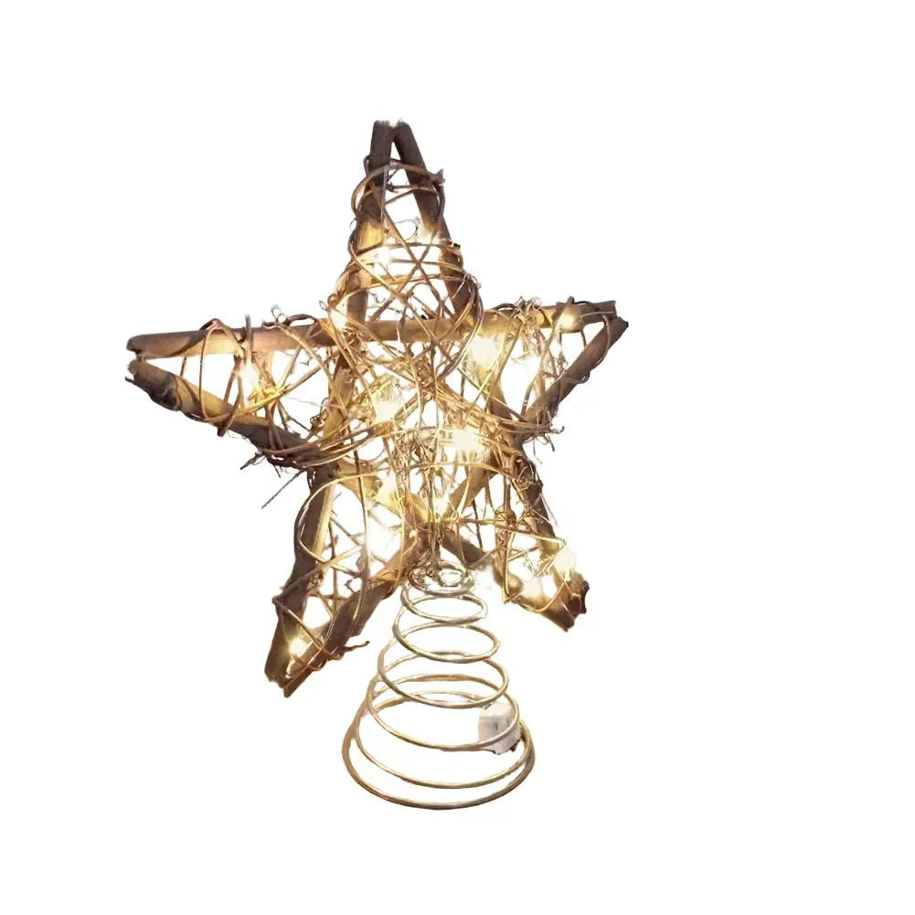 Spiral Star Christmas Tree Topper Ornament – Wood & Wire 11.5"