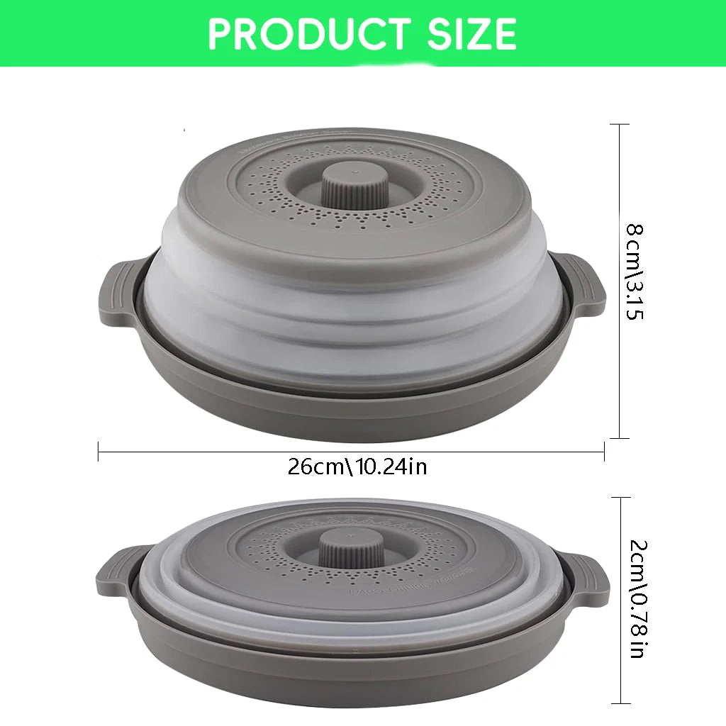 10.2 Inch Microwave Plate Cover 2 in 1 Cover As Splatter Guard Collapsible Lid for Plate Dish Bowl Multi-Purpose Kitchen Gadget Peaceful Pleasures Health and Wellness