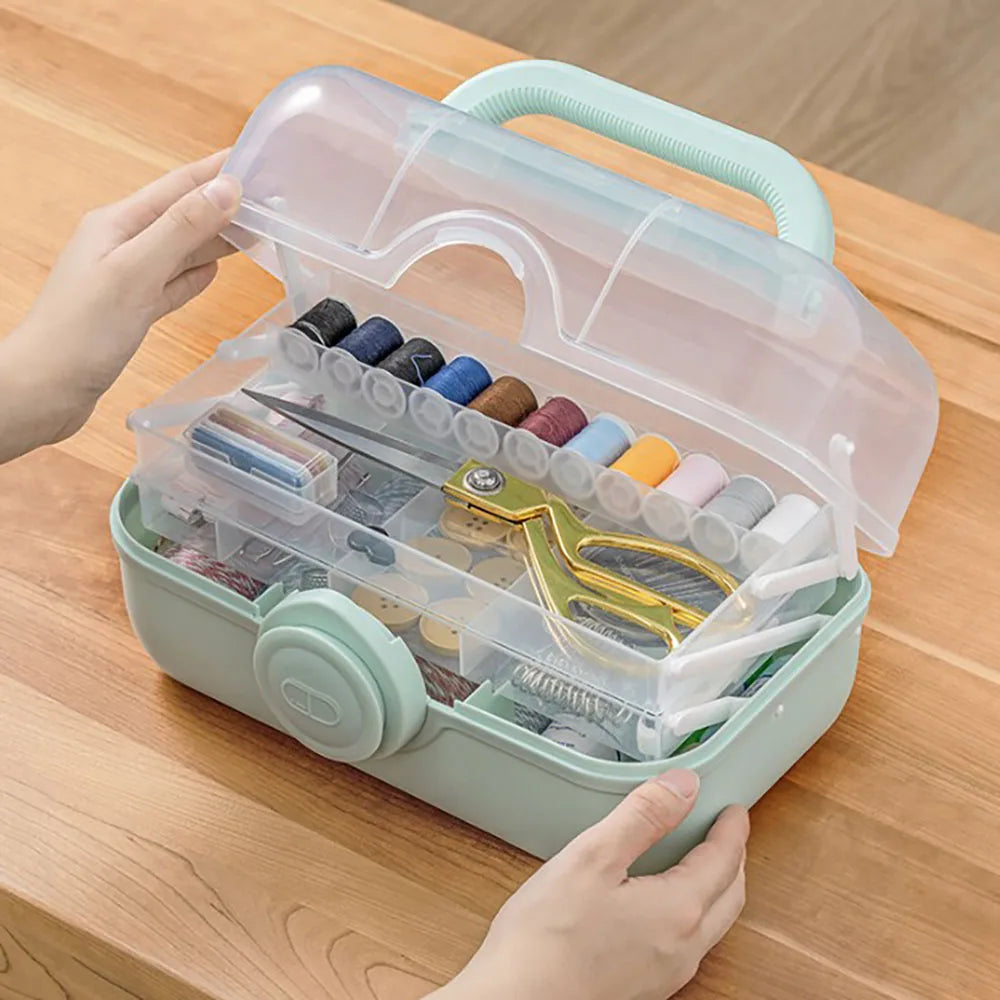 A36T-Sewing Kit Box For Adults Beginners Sewing Kits Accessories Home Sewing Box Stitching Repair Kit Compartments Box Peaceful Pleasures Health and Wellness