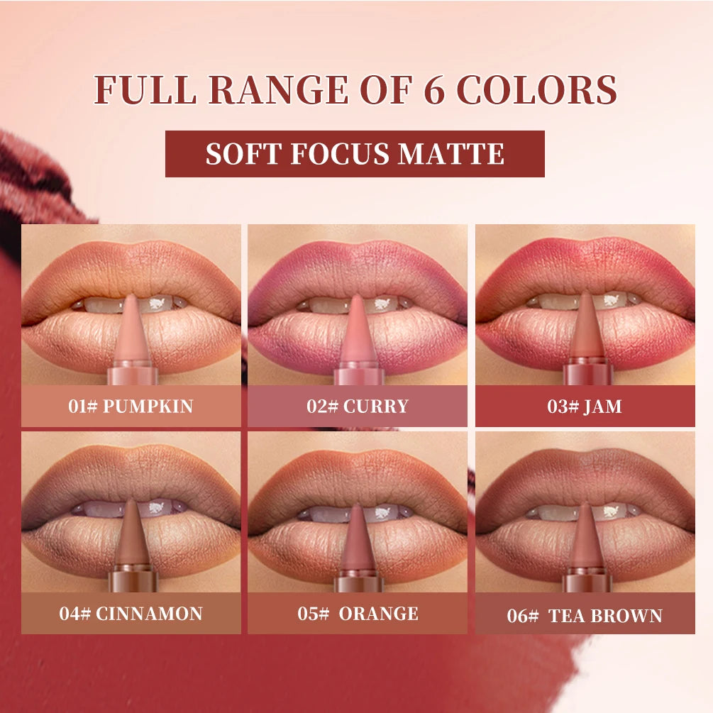 QIBEST Tapered Gradient Lip Liner Sets Matte Nude Brown Lipstick Waterproof Non Sticky Contouring Tint Lipliner Lasting Makeup Peaceful Pleasures Health and Wellness