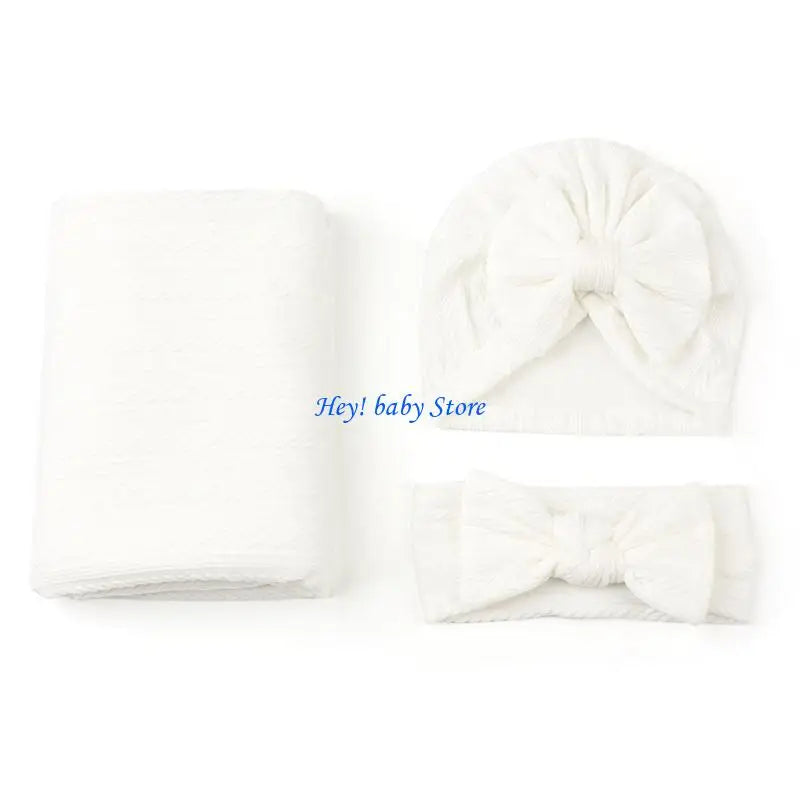 3-Piece Baby Swaddle Blanket Set | Newborn Hat & Headband
