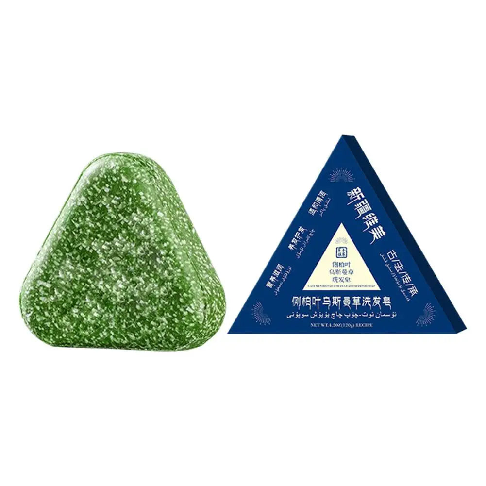 1/3PCS Usman Grass & Platycladus Natural Herbal Shampoo Soap Strengthens Roots Controls Oil Cleanses Scalp Hair Growth Hair Soap Peaceful Pleasures Health and Wellness Usman E
