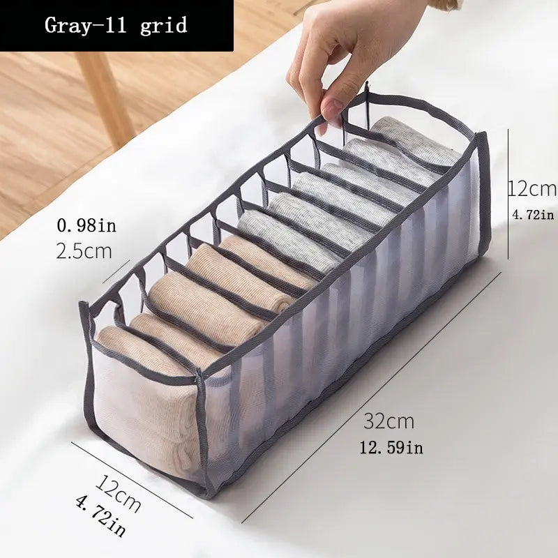 11 Compartment Home Collapsible Underwear Storage Box Nylon Organizing Dormitory Storage Bra Organizing Breathable Mesh Bag Peaceful Pleasures Health and Wellness