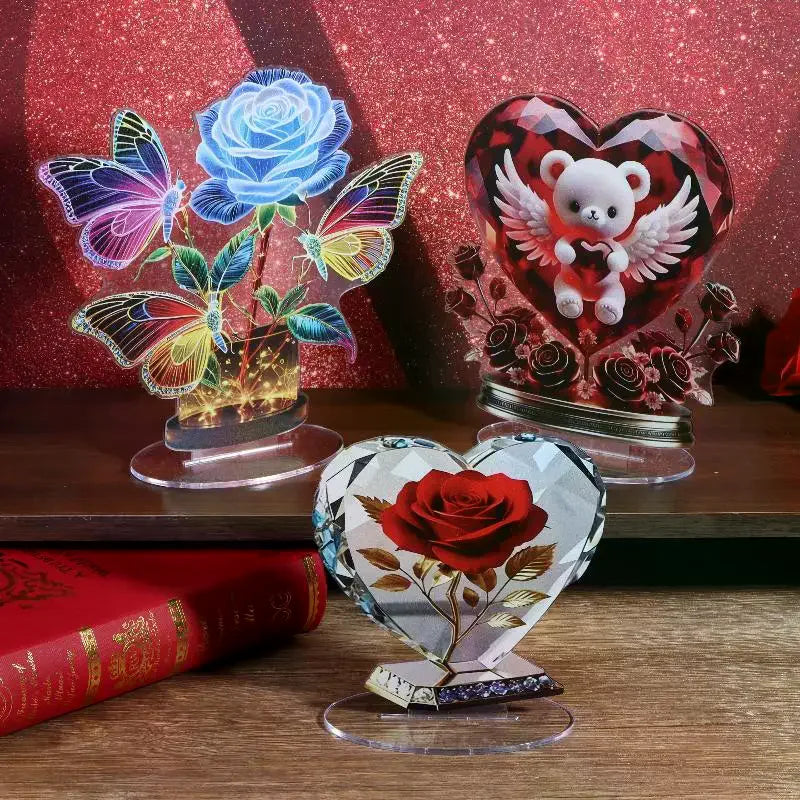 Acrylic Heart Shaped Sculpture Ornament | Desktop Decor