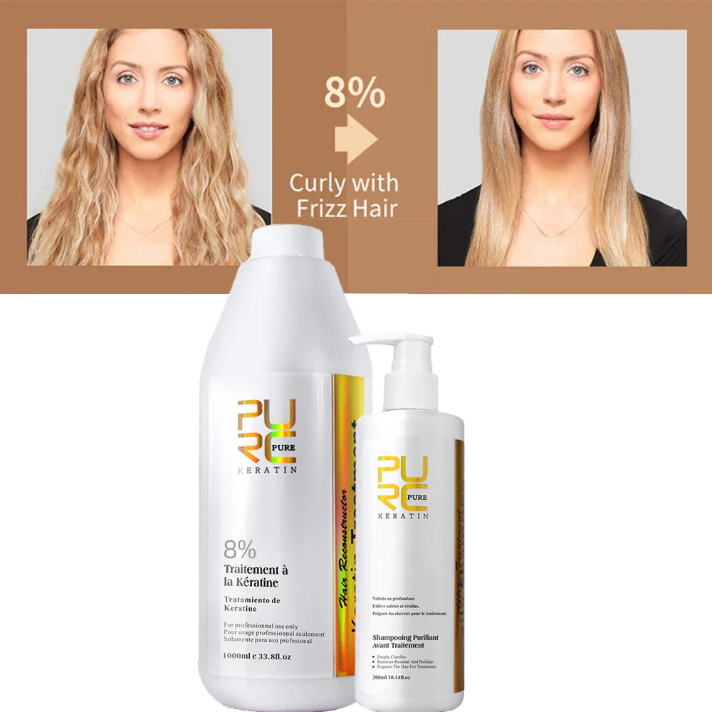 PURC Brazilian Keratin Treatment 1000ml + 300ml Shampoo Set