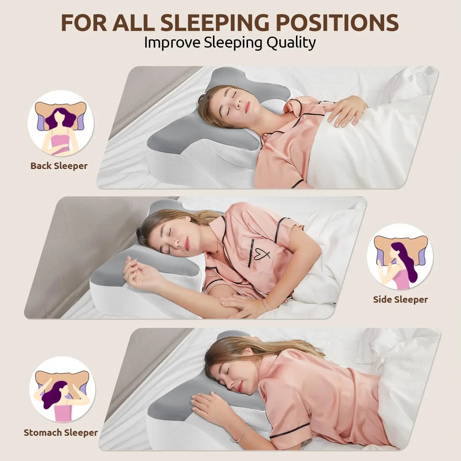 Ergonomic Memory Foam Neck Pillow – Cooling Pillowcase Neck Pillow Peaceful Pleasures Health and Wellness