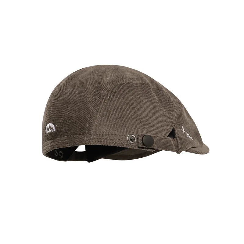 Embroidered Corduroy Beret Newsboy Cap | Unisex All-Season Hat