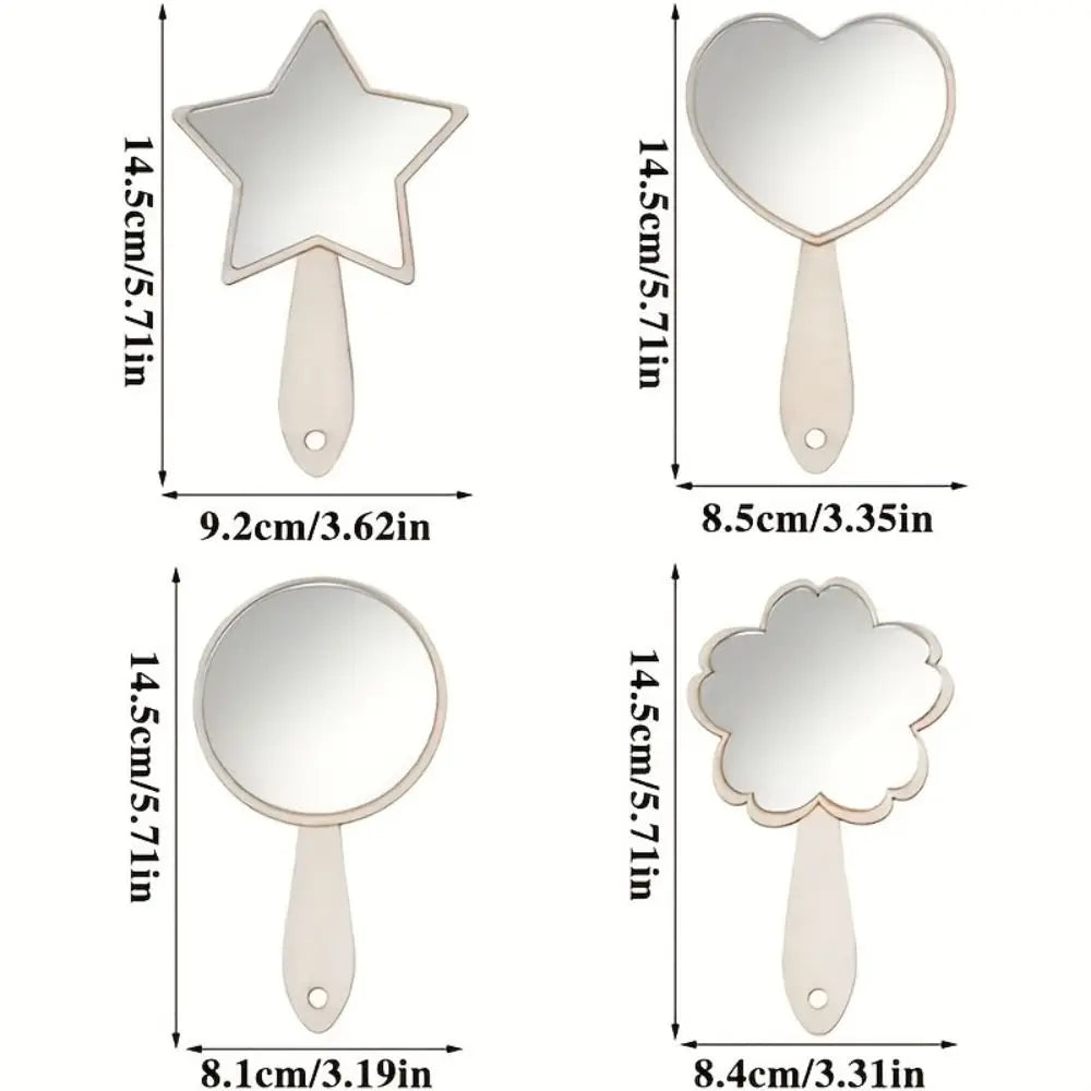 DIY Wooden Princess Mirror Craft Kit with Paintbrushes