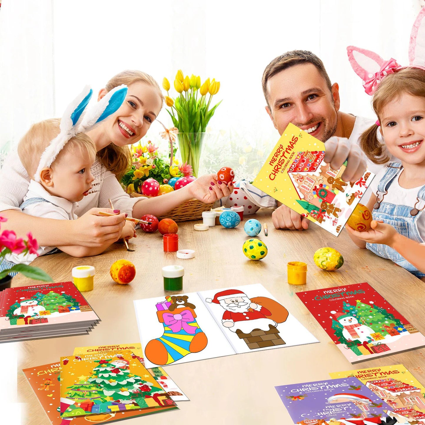 Two Sets Christmas Diy Colorful Cartoon Drawing Books Picture Book