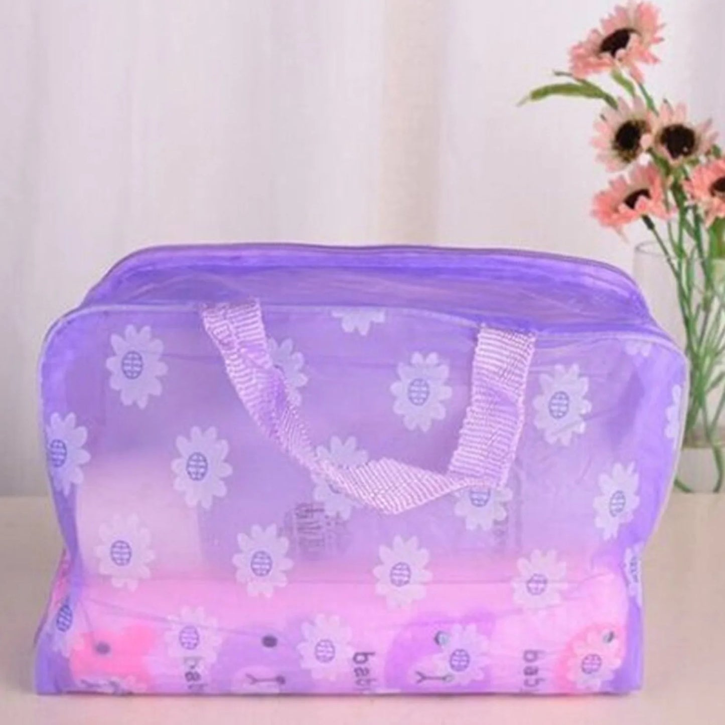 PVC Waterproof Clear Makeup Bag With Zipper And Handle For Travel Bathroom Storage Cosmetic Organizer Peaceful Pleasures Health and Wellness