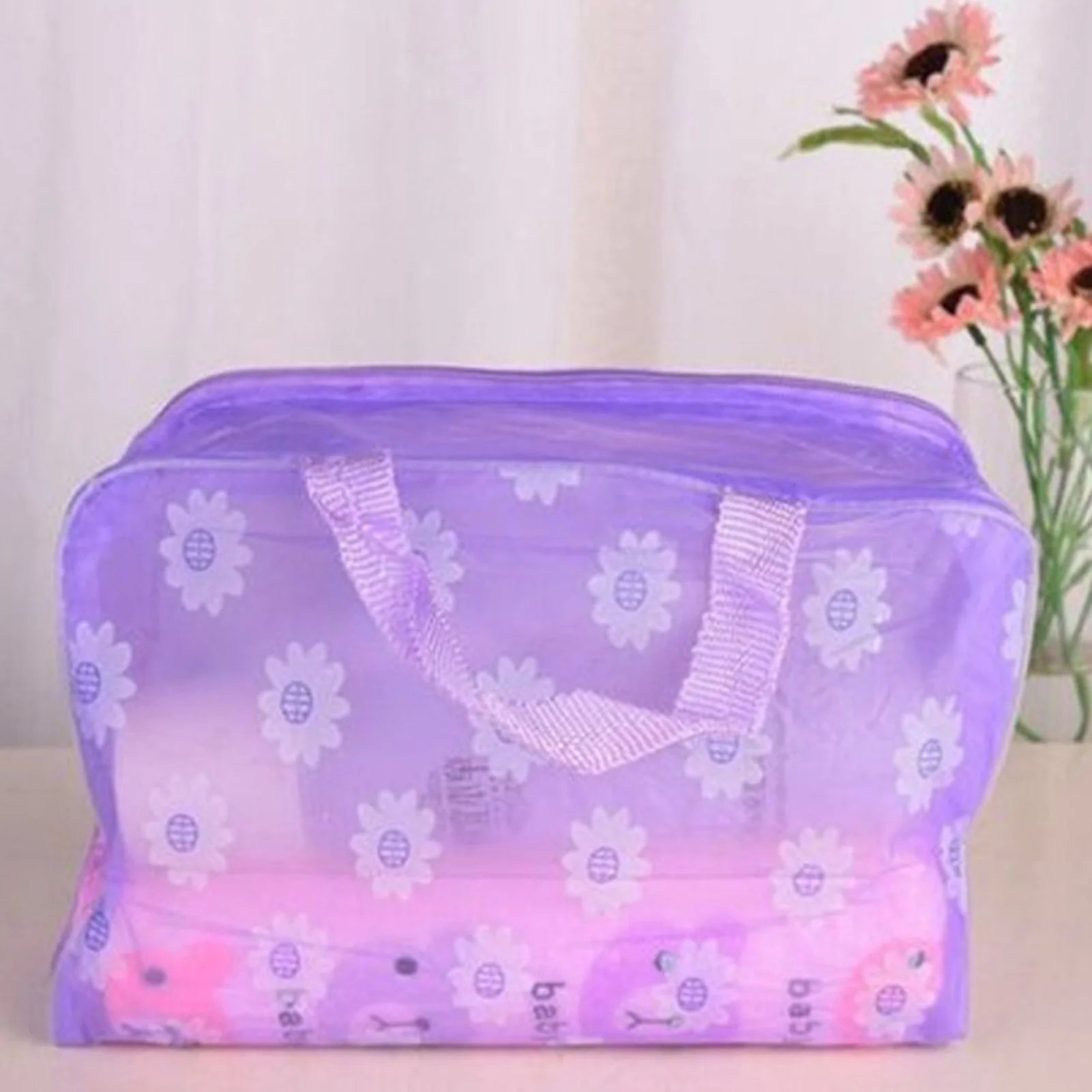 PVC Waterproof Clear Makeup Bag With Zipper And Handle For Travel Bathroom Storage Cosmetic Organizer Peaceful Pleasures Health and Wellness
