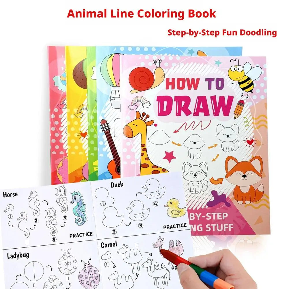 Animal Cartoon Sketch Book Step How Draw Drawing Practice Coloring