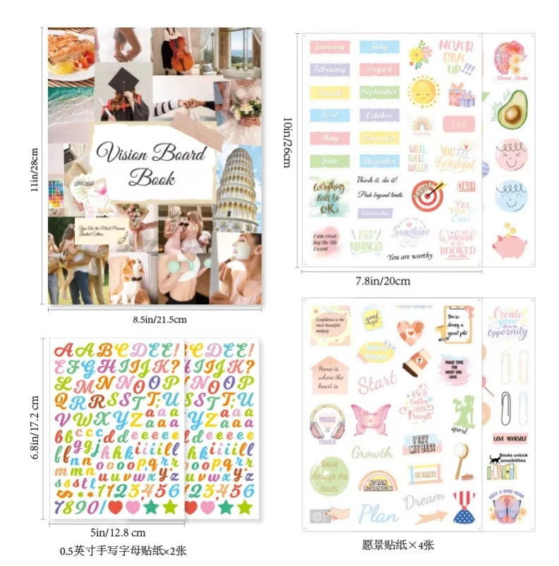 Bview Art Vision Board Dream Life Inspiration Stickers Cutouts Book