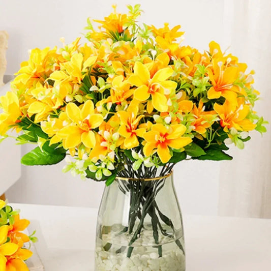 Silk Artificial Lily Bouquet | Fake Flower Home & Wedding Decor Artificial Flower Bouquet Peaceful Pleasures Health and Wellness