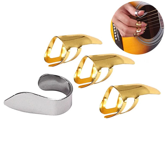 3 Metal Finger Picks 1 Thumb Pick Guitar Fingerpicks Banjo Peaceful Pleasures Health and Wellness