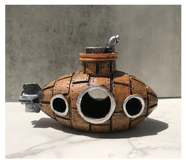Resin Submarine Aquarium Cave – Fish & Shrimp Hideout Ornament