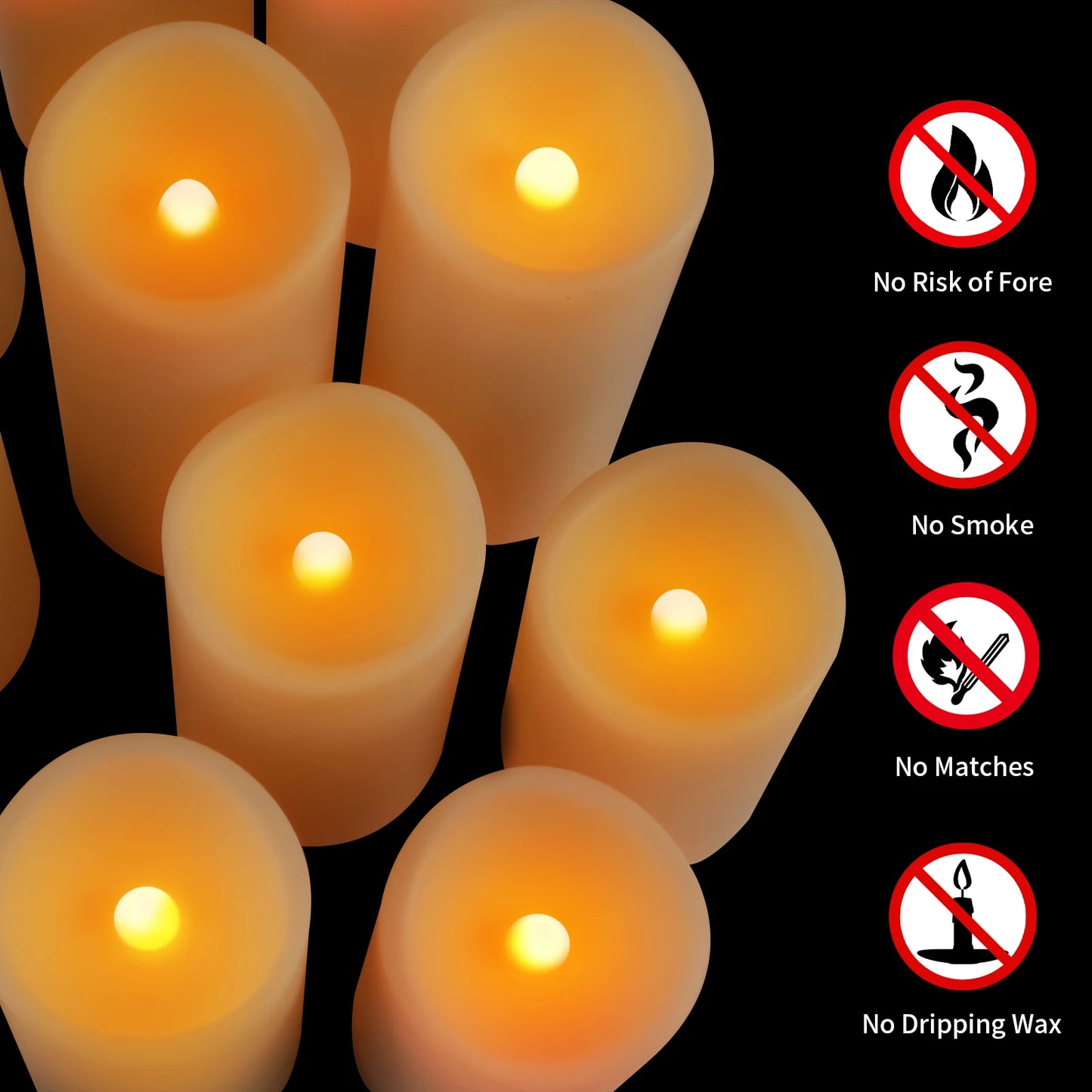 12/24pcs Pack Flameless LED Candles with remote controls and timers Outdoor Indoor Waterproof Battery Operated for Home/Wedding Peaceful Pleasures Health and Wellness