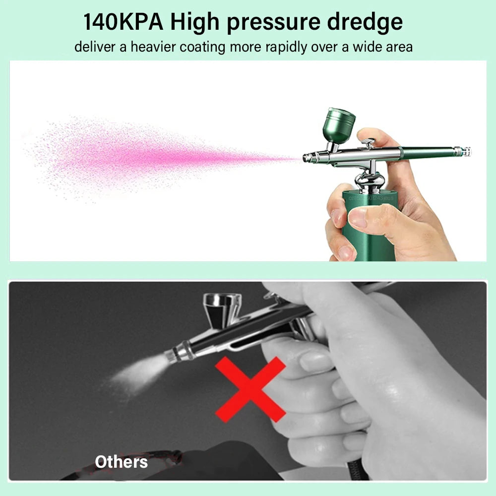 Nail Airbrush Air Compressor Portable Airbrush For Nail Cake Tattoo Makeup Air Brush Nail Art Paint Compressor Oxygen Injection Peaceful Pleasures Health and Wellness