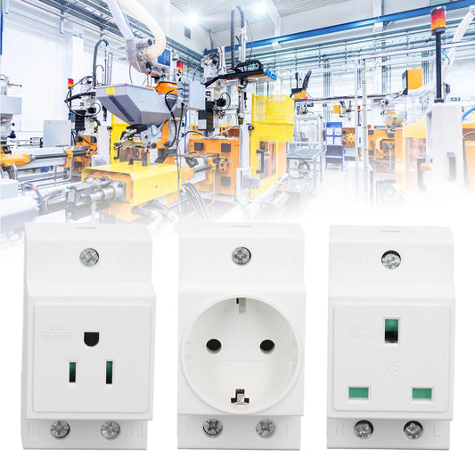 AC Socket DIN Rail Socket Built in Protective Contact Contact Outlet for Distribution Panel Modular Socket Power Socket Peaceful Pleasures Health and Wellness UK AC250V 13A