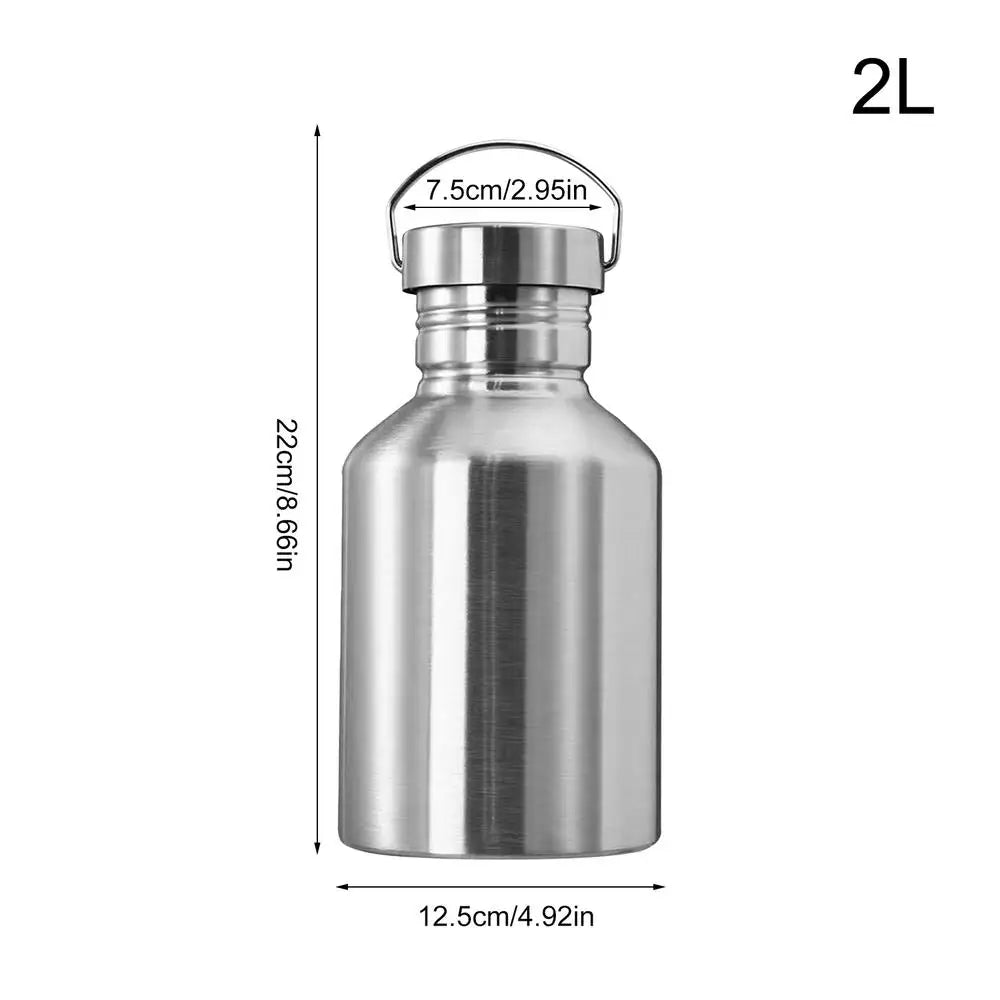 2L Large Capacity Stainless Steel Water Bottle With Handle Wide Mouth Travel Cup for Outdoor Sports Hiking Fishing Summer Drink Peaceful Pleasures Health and Wellness 2L