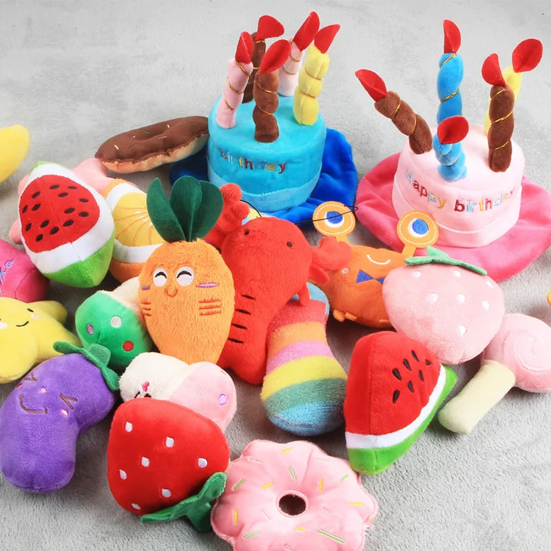 Pet Toys Plush Squeaky Toy Bite-Resistant Clean Dog Chew Puppy Training Toy Soft Banana Bone Vegetable Fruit Pet Supplies DC05 Peaceful Pleasures Health and Wellness