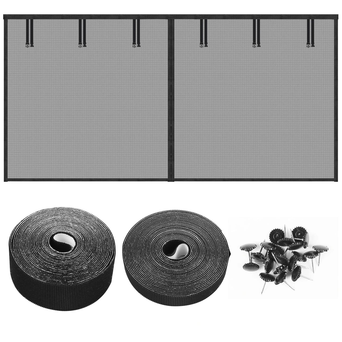 Garage Screen Doors for 2-Car Garage Fiberglass Heavy Duty Magnetic Door Screen Hands-Free with 6 Roll Up Straps for Outdoor Peaceful Pleasures Health and Wellness Black 16X7ft