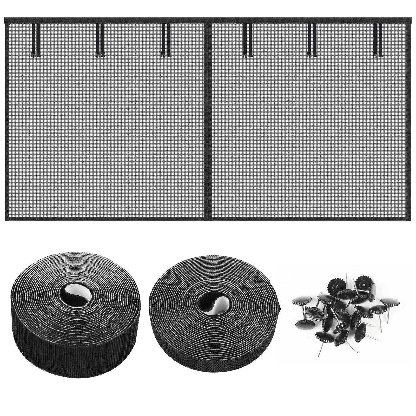 Garage Screen Doors for 2-Car Garage Fiberglass Heavy Duty Magnetic Door Screen Hands-Free with 6 Roll Up Straps for Outdoor Peaceful Pleasures Health and Wellness Black 16X7ft