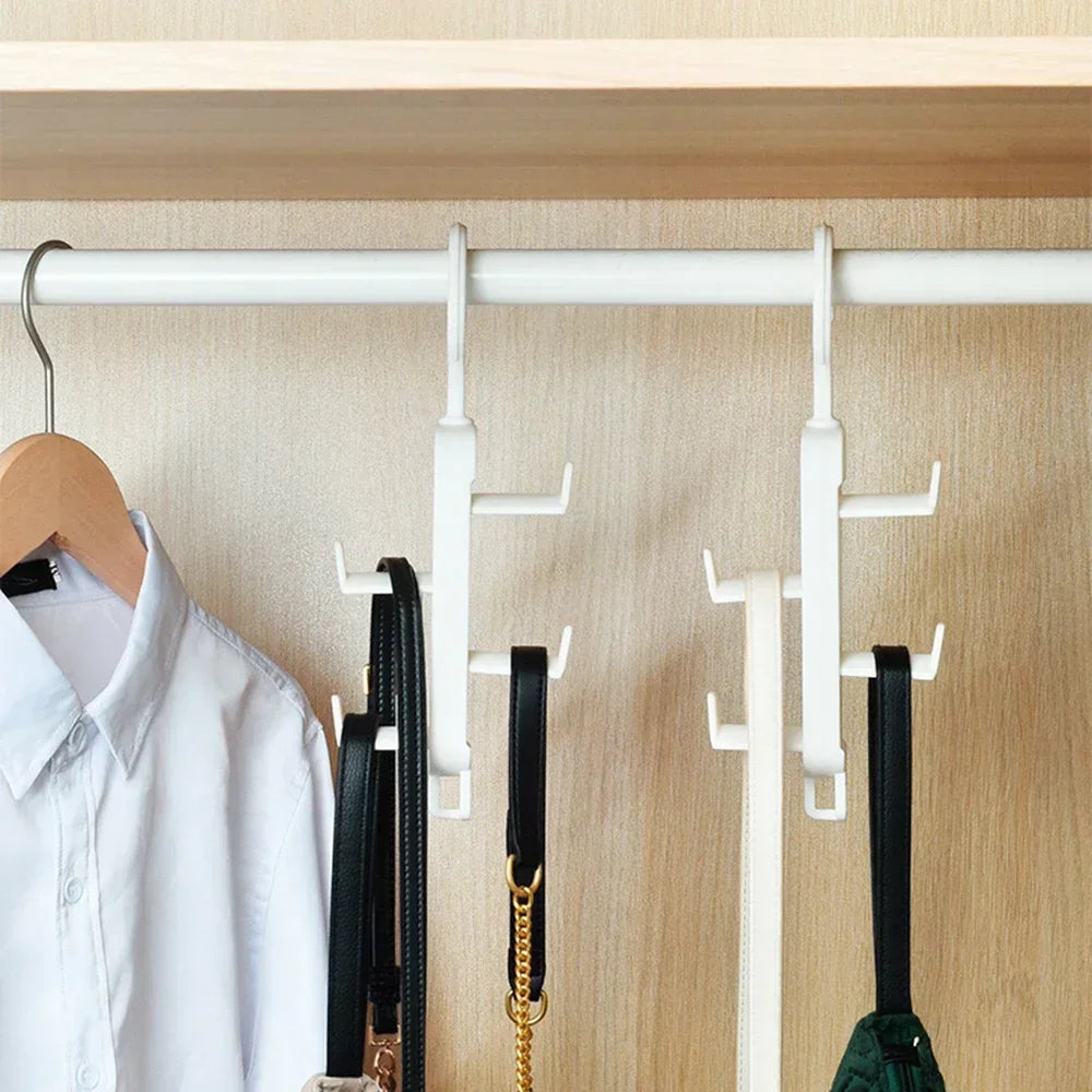 Bag Storage Tool Wardrobe Storage Multifunctional Clothes Rack Traceless Hanging Bag Rack Hat Door Non Perforated Hanging Hook Peaceful Pleasures Health and Wellness 2pcs white