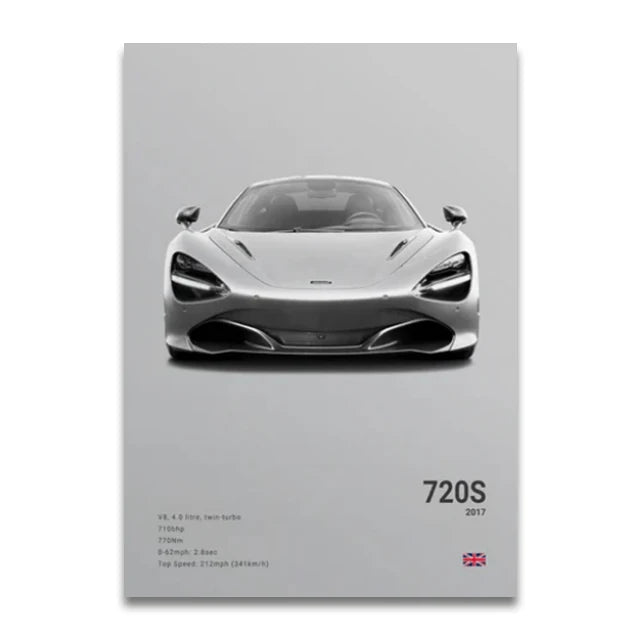 SENNA 720S ARTURA Canvas Wall Art Print Poster P1 765LT Supercar Decorative Painting Modern Home Decor Car Lover Gift Unframed Peaceful Pleasures Health and Wellness SW10905 35x45cm