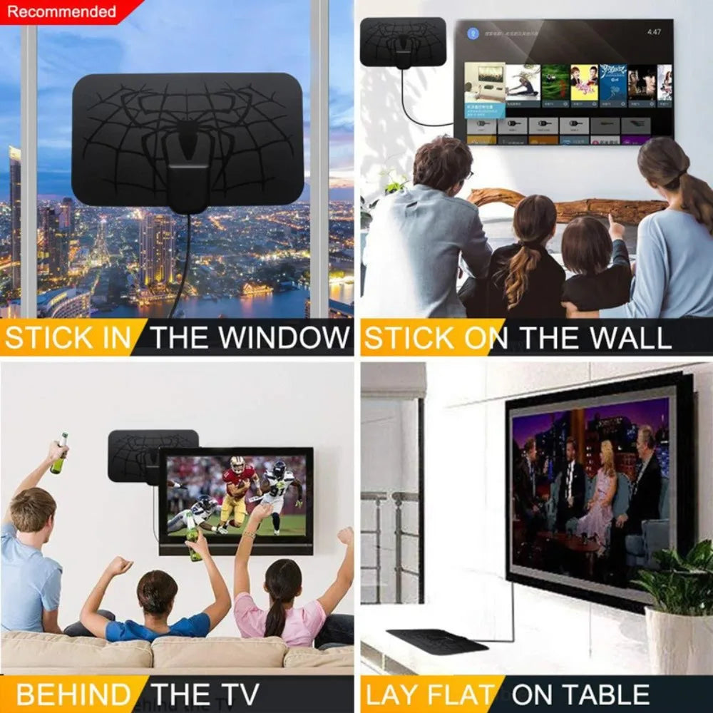 Indoor HD TV Antenna 4K 1080p – 360° Amplifier & UHF/VHF