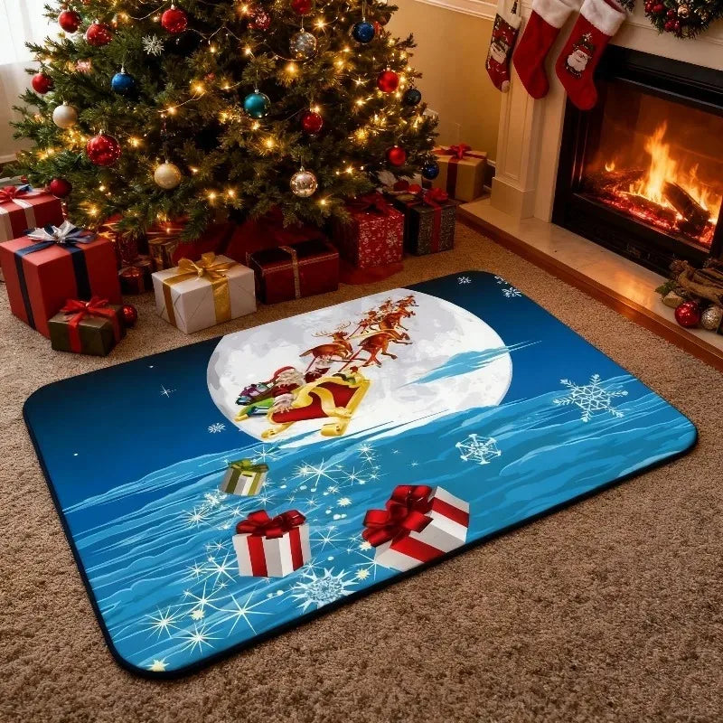 Christmas Crystal Velvet Non-Slip Door Mat | Holiday Welcome Mat