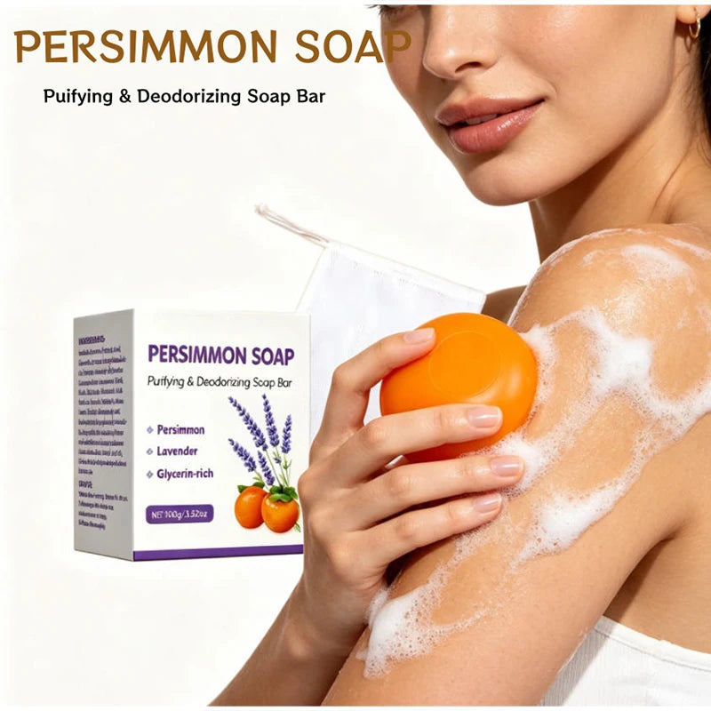 Persimmon Lavender Soap Bar 100g Purifying Deodorizing Gentle Cleansing Bar Natural Ingredients For Skin Refreshing Daily Use Peaceful Pleasures Health and Wellness