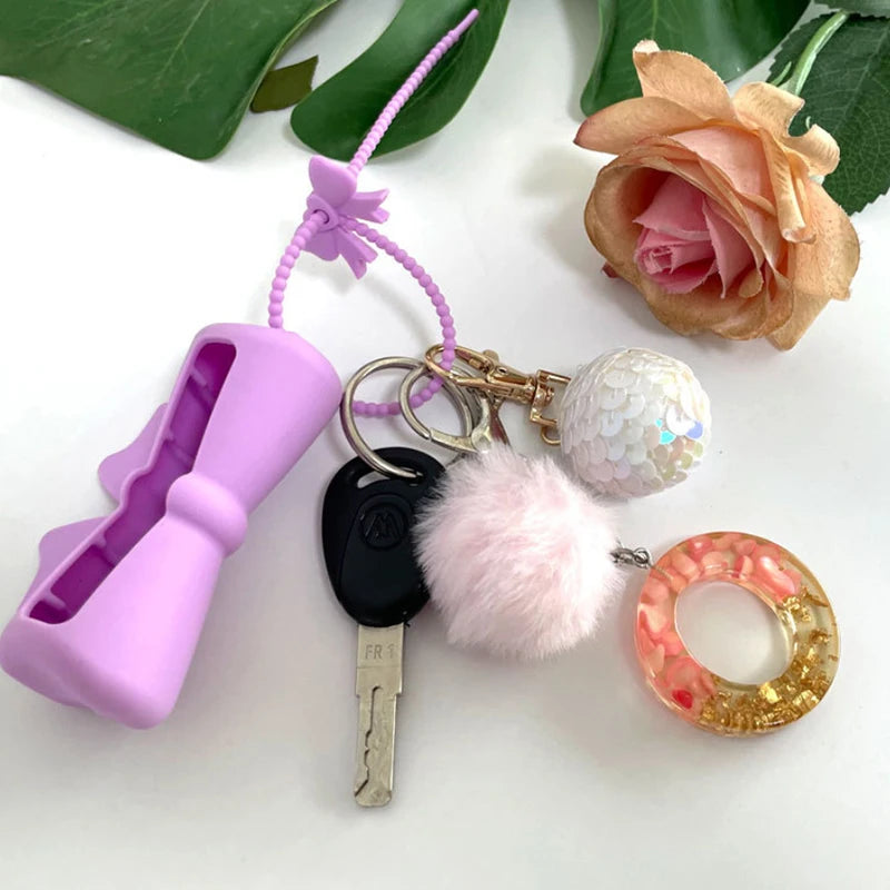 Bow Candy Peanut Shape Silicone Lipstick Cover Keychains Portable Solid Color Lipstick Storage Bag Light Weight Lip Balm Holder Peaceful Pleasures Health and Wellness