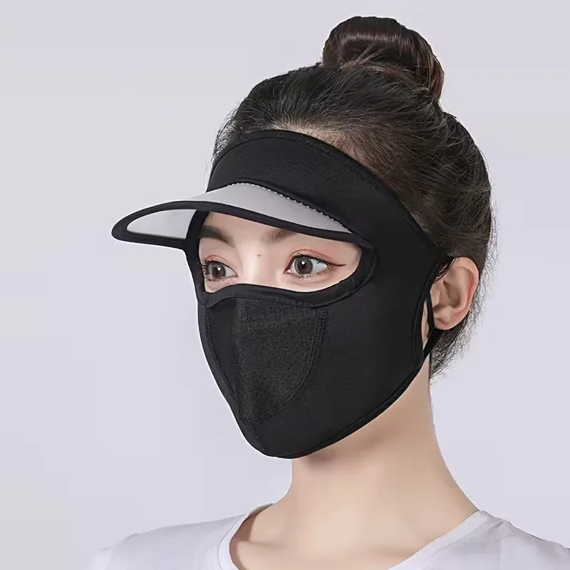 UPF 50+ Ice Silk Sun Protection Face Mask with Brim