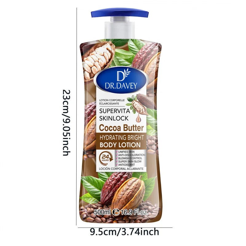 500ML DR.DAVEY Cocoa Butte Body Lotion Large Capacity Four Seasons Moisturizing Refreshing Non greasy Fragrant Body Lotion Peaceful Pleasures Health and Wellness