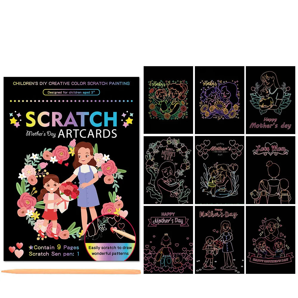 Children Scratch Painting Magic Rainbow Colors Art Card Books Early