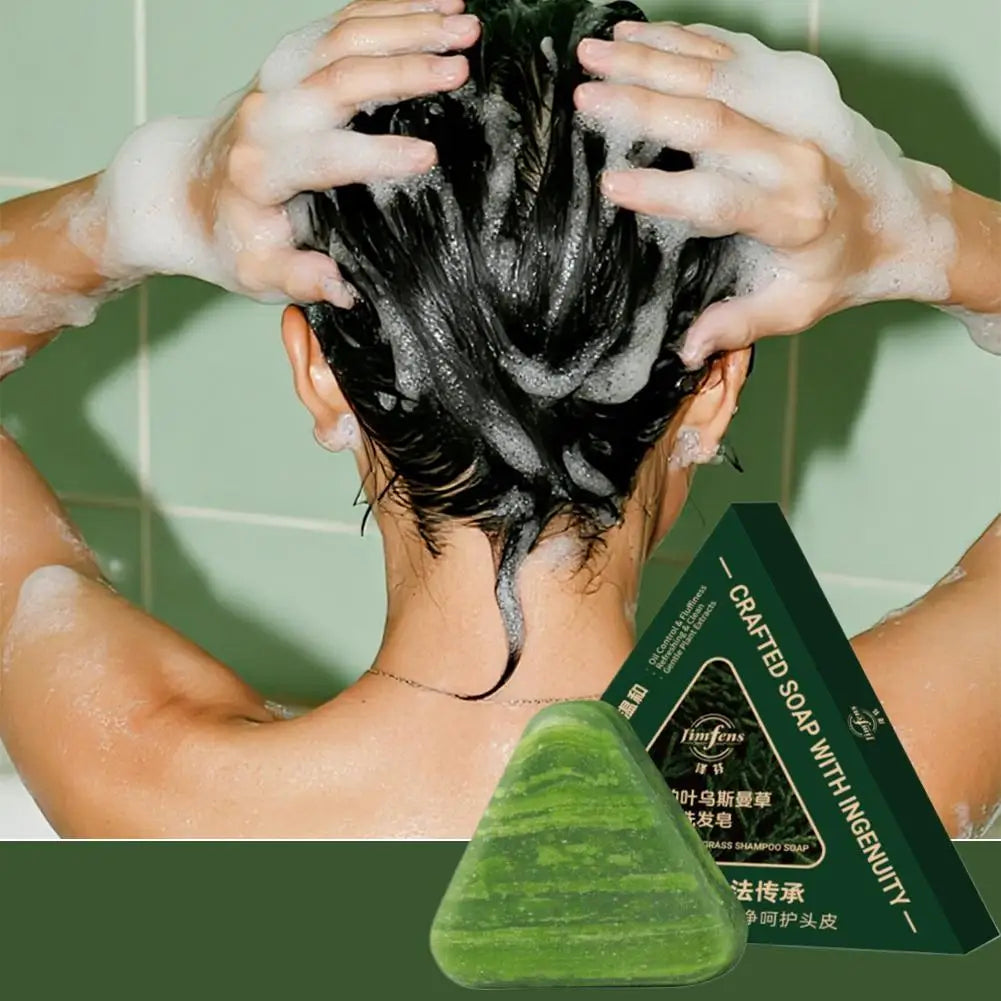 Usman Grass Shampoo Soap Cypress Leaf Polygonatum Herbal Plant Extract Refreshing Clean Oil Control & Itching 120g Peaceful Pleasures Health and Wellness