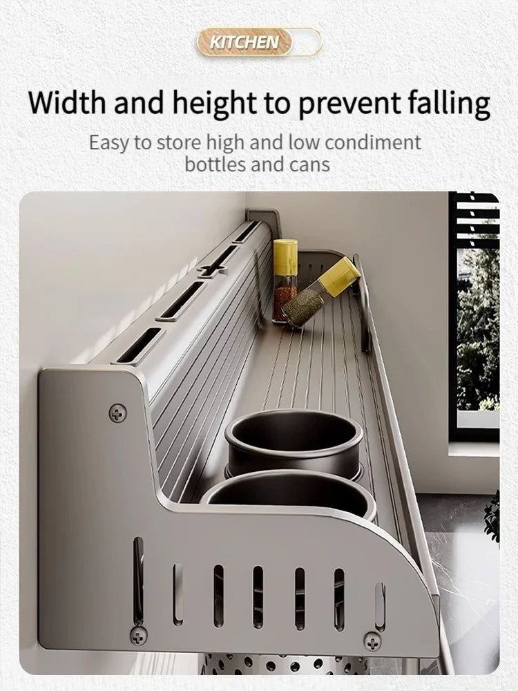 No-Drill Wall-Mounted Kitchen Shelf | Knife & Chopstick Rack