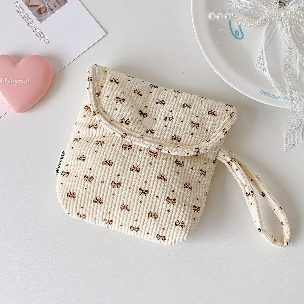Cartoon Bow Sanitary Napkin Storage Bag Girl's Portable Carrying